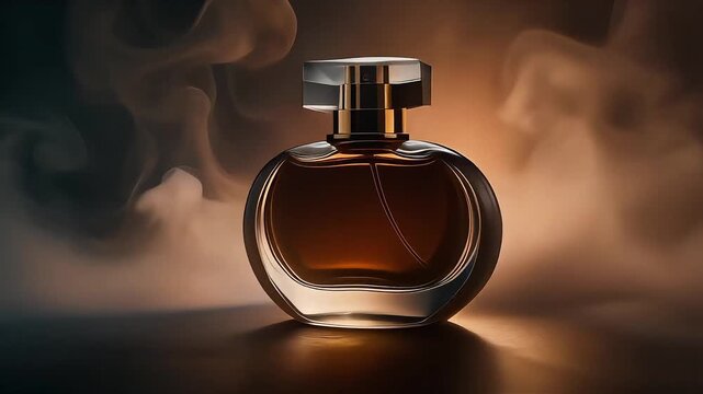 Cinematic perfume bottle silhouette with dramatic gradient lighting, rim highlights, and soft volumetric haze&mdash;perfect for luxury branding, product ads, and elegant visual design.