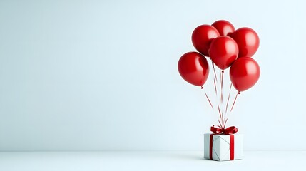 Festive Party Decoration with Balloons and a Surprise Gift Package