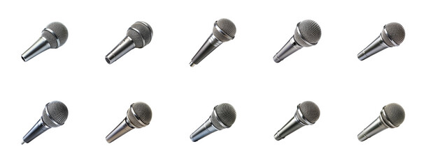 Fototapeta premium Collection of Microphone isolated on transparent background