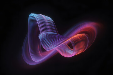 Abstract Flowing Light: An artistic display of dynamic, flowing lines illuminated with a vibrant gradient of colors, creating a captivating visual experience against a dark background.