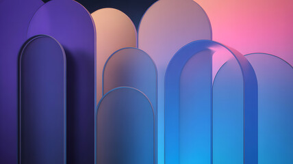 Abstract Arches: An artistic composition of arch-shaped forms in an array of captivating colors, creating a visually stunning display with depth and sophistication.