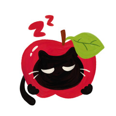 Sleepy Apple Cat sticker 