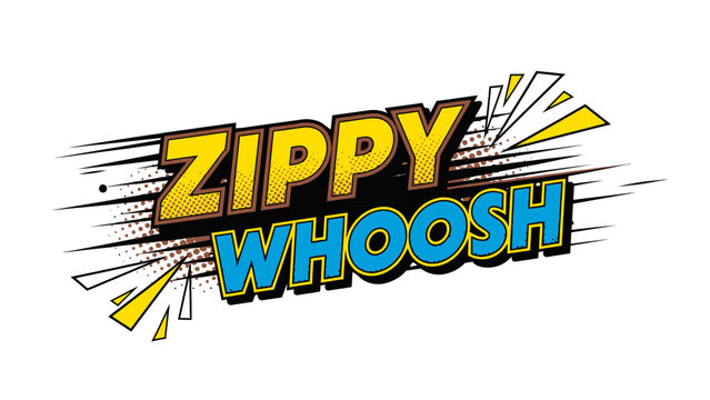 Zippy Whoosh Comic Graphic with Speed Lines Pop Art Vector Design