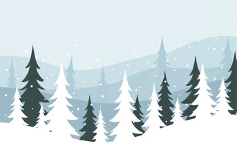 Soft Winter Hills with Blue-Toned Forest