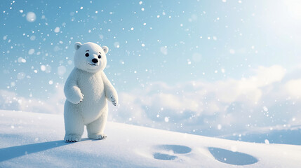 Cute Polar Bear Snowy Wonderland