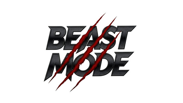 Beast Mode text with red claw marks lettering scratches