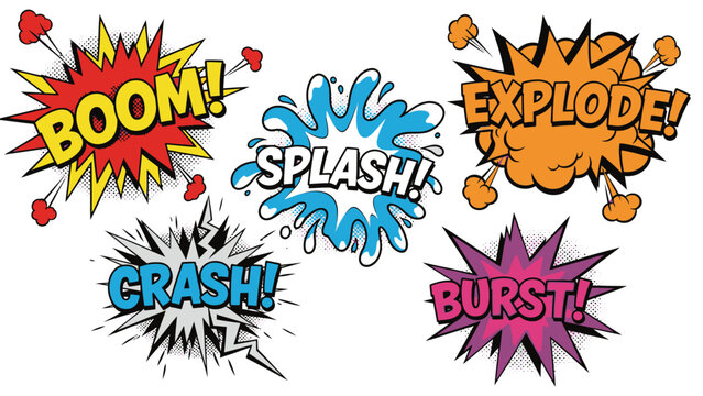 Colorful Comic Speech Bubbles Pop Art Effect for Creative Design