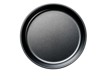 Round Cake Pan: A close-up shot of a round, dark-colored cake pan, its surface meticulously detailed, creating a simple yet captivating study in culinary essentials.