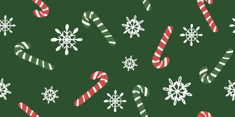 Festive Candy Cane and Snowflake Holiday Pattern