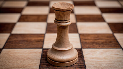 gambit. A single chess piece on a wooden board, connecting two sides in a minimalist game. tutorial guides, club newsletters, designed for tourism and weekend activity guides.
