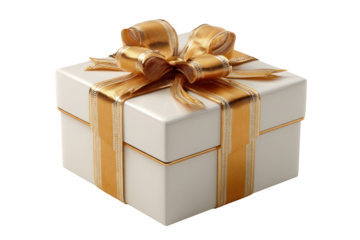 Gift Box with Golden Ribbon: A beautifully packaged gift, adorned with an elegant golden ribbon, hinting at the joy and anticipation of an unboxing experience.