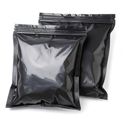 Two black plastic zipper bags