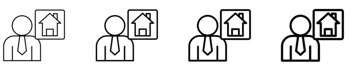 Real Estate Agent Icon Set Different Style Collection