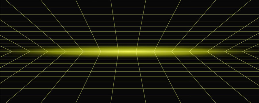 Retro cyberpunk style 80s game scene pixel art 8-bit sci-fi background. glowing neon grid and stars from vintage arcade computer games.Print - Powered by Adobe