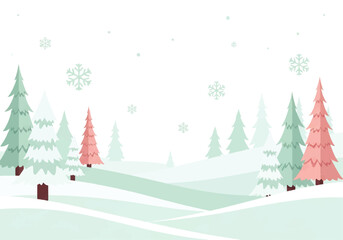 Winter Forest with Colorful Frosted Trees