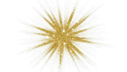 Golden glitter starburst explosion on black background