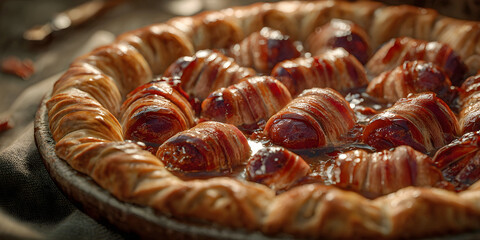 Pigs in Blankets Pie: Savory Christmas Snack, ai generated.