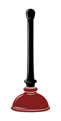 Red plunger with black handle without background.