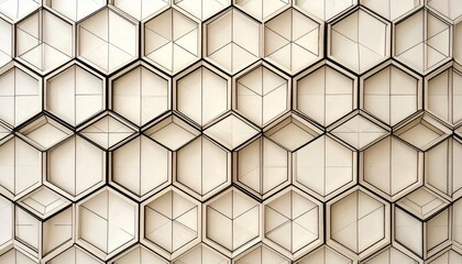 Geometric Hexagon Pattern with 3D Depth on Beige Background