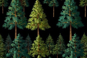 Seamless Forest Tree Pattern Illustration,Generative AI