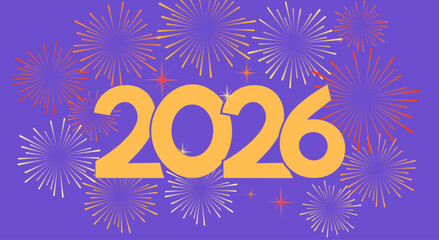 Happy New year celebration card with fireworks 2026
