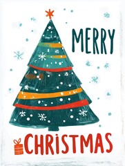 Christmas tree illustration wishing merry christmas winter holiday