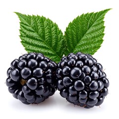 Two blackberries with leaves