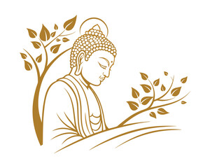 Spring Temple Buddha Minimalist Vector Illustration &ndash; Spiritual Monument Art
