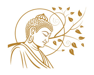 Spring Temple Buddha Minimalist Vector Illustration &ndash; Spiritual Monument Art