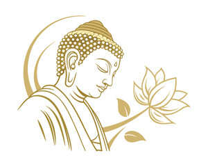 Spring Temple Buddha Minimalist Vector Illustration &ndash; Spiritual Monument Art