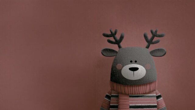 Weihnachtshintergrund - Rentier, das mit den Ohnren wackelt