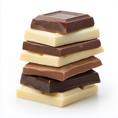Stacked chocolate squares with varying shades and flavors