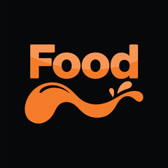 Vibrant orange food logo with stylized splash on
