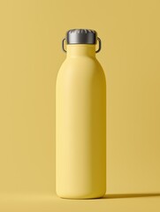 Reusable yellow metal water bottle promoting eco-friendly hydration