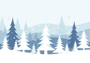 Soft Pastel Winter Forest with Gentle Snowfall and Wide Open Snowfield