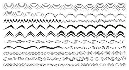 Collection of Decorative Hand Drawn Borders and Lines.