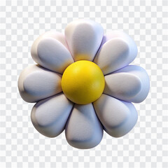 3D Plush Cotton Daisy Icon | White Soft Daisy Flower, Cute Fresh Floral Symbol