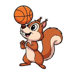 Obraz premium Squirrels Basketball Dream - A Cartoon Athlete in Action.