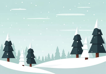 Misty Winter Mountains with Overlapping Hills and a Cool Blue Gradient Morning Sky