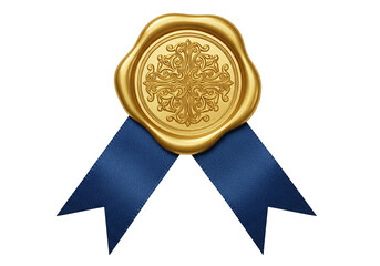 Gold Seal with Floral Embossing and Blue Ribbons