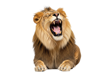 Majestic Male Lion Roaring While Resting