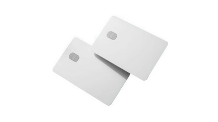 Two blank white cards isolated on transparent background
