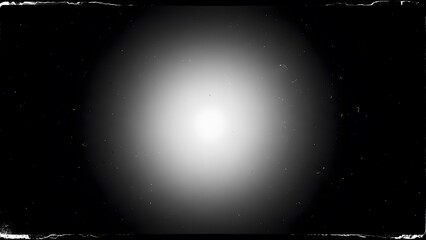 Abstract black and white vignette with light flare and film grain effect overlay