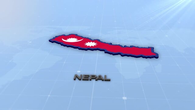 Nepal Geographic Map and Flag Animated Motion Graphic Background | Nepal Map Animation