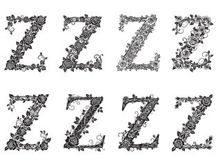 Decorative Floral Alphabet Z Silhouette