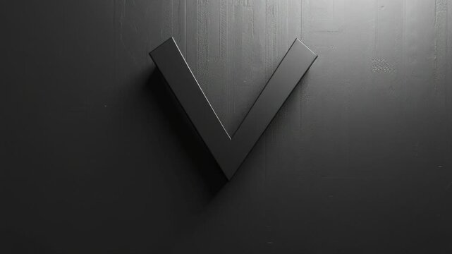 Video A close-up of a dark-colored wall with a prominent 'V' shape or symbol, ideal for use in corporate or political contexts
