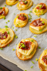 Potato Patty Appetizer with Brie, Cranberry Jam, and Bacon – Holiday Finger Food