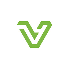 Modern abstract geometric letter V symbol design, a clean and dynamic green logotype concept representing innovation, growth, and visual identity for various business and technology applications