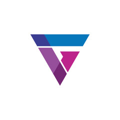 Abstract geometric triangular Letter G logo design with purple and blue gradient colors, modern corporate identity element for technology or business