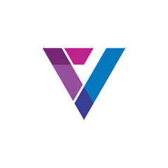 Sleek and vibrant abstract letter V logo in geometric style, featuring a unique color gradient suitable for innovative business and tech branding applications
